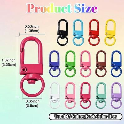 15 Colors Zinc Alloy Baking Paint Swivel Snap Hooks Clasps FIND-YW0005-53-1