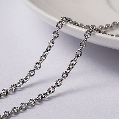 Tarnish Resistant 304 Stainless Steel Textured Cable Chains CHS-H007-42P-1
