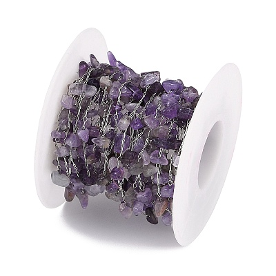 Handmade Natural Amethyst Chip Beads Chain CHS-H028-06A-01-1