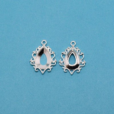 Electroplating Zinc Alloy Pendant Cabochon Settings FIND-WH0005-63S-1