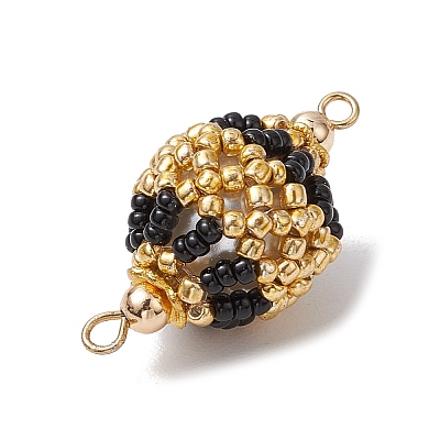 Seed Beads Loom Round Connector Charms PALLOY-MZ00375-1