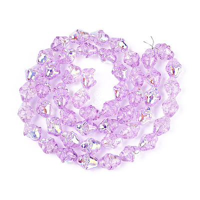 Electroplate Transparent Glass Beads Strands EGLA-N020-03F-1