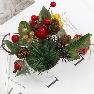 Artificial Red Berry & Pine Cone Branches HULI-PW0002-026-1