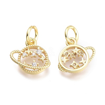 Brass Micro Pave Cubic Zirconia Pendants KK-P187-06G-1