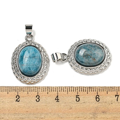 Natural Apatite Oval Pendants G-B079-02P-06-1
