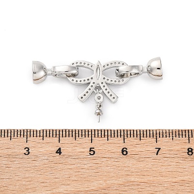 Brass Micro Pave Clear Cubic Zirconia Fold Over Clasps KK-P291-23P-1