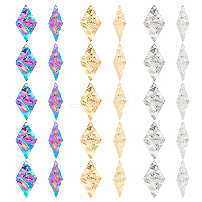 30Pcs 3 Colors 304 Stainless Steel Pendant STAS-DC0012-44-1