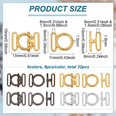 32Pcs 4 Colors Alloy Buckle DIY-FG0005-99-1