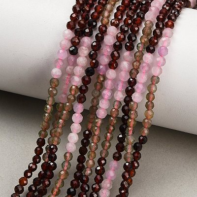 Gradient Color Natural Amethyst & Garnet & Apatite Beads Strands GG-CBA1668-A11-3mm-1