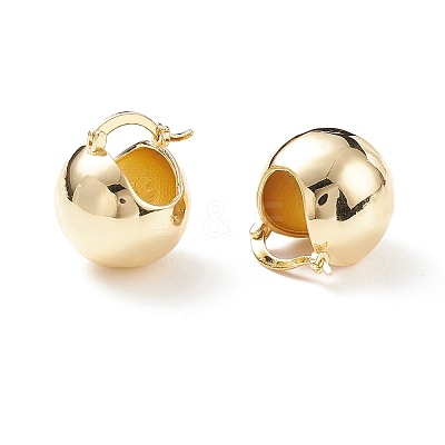 Rack Plating Brass Round Ball Chunky Hoop Earrings for Women X-EJEW-C029-04G-1