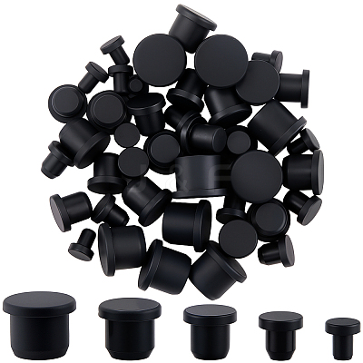 50Pcs 5 Styles Silicone Hole Plugs AJEW-GF0011-62G-1