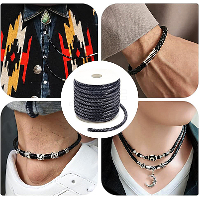 PU Imitation Leather Braided Cord WL-WH0003-14A-1