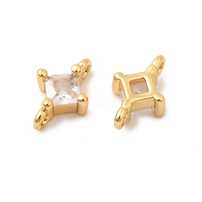 Brass Pave Clear Cubic Zirconia Connector Charms KK-P340-07A-G-1