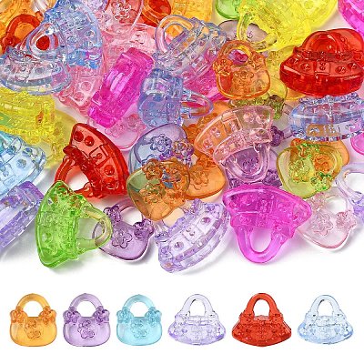 60Pcs 2 Styles Transparent Acrylic Pendants TACR-YW0003-38-1