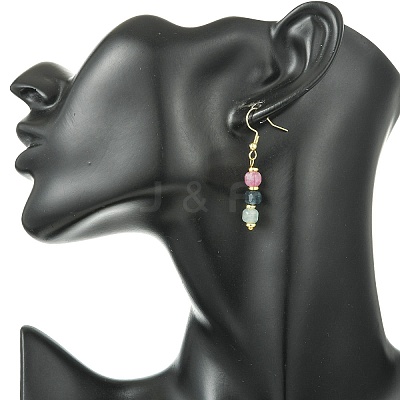 Natural Tourmaline Dangle Earrings EJEW-JE07308-01-1