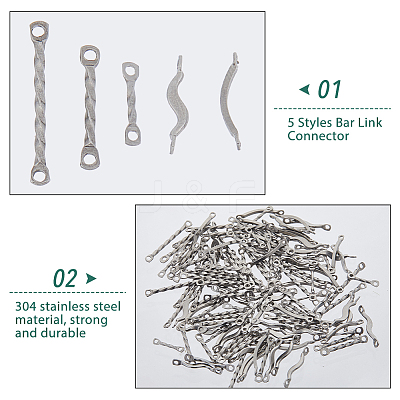 150Pcs 5 Styles 304 Stainless Steel Connector Charms STAS-DC0016-22-1