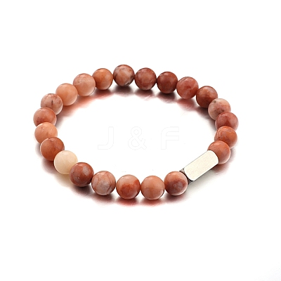 Natural Pink Aventurine Round Beaded Stretch Bracelet LS-PW-WG80752-06-1