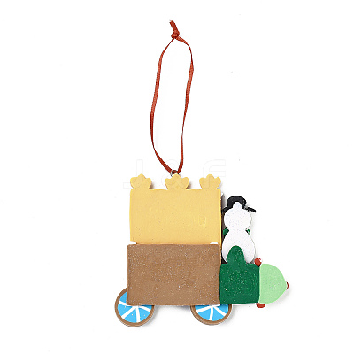 Christmas Car Handmade Polymer Clay Pendant Decorations HJEW-P017-03F-1