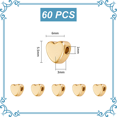 60Pcs Brass Beads KK-UN0002-33-1