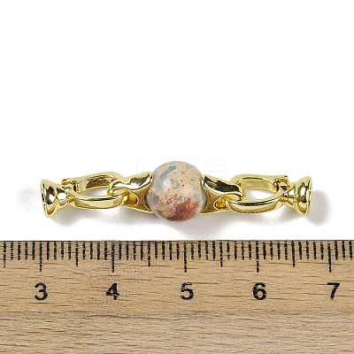 Natural Shoushan Stone with Brass Fold Over Clasps G-G141-03G-07-1