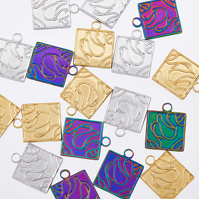 18Pcs 3 Colors 201 Stainless Steel Pendants Ion Plating(IP) STAS-DC0013-42-1