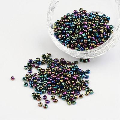 8/0 Electroplated Iris Round Glass Seed Beads X-SEED-A009-3mm-603-1