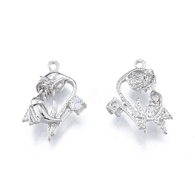 Brass Micro Pave Clear Cubic Zirconia Pendants KK-G432-12P-1
