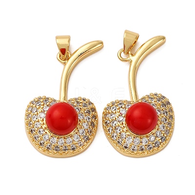 Brass Micro Pave Cubic Zirconia Pendants KK-D390-14G-1