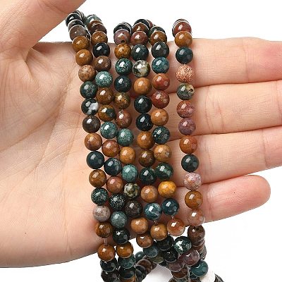 Natural Ocean Jasper Beads Strands G-F668-26-6mm-1