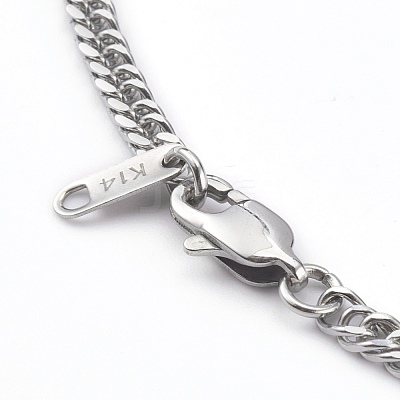 Non-Tarnish 304 Stainless Steel Diamond Cut Cuban Link Chain Necklaces NJEW-JN03368-01-1