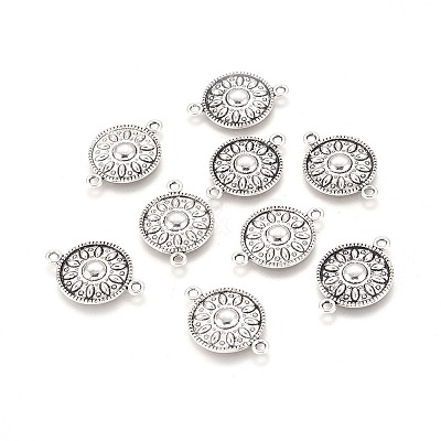 Flat Round Tibetan Style Alloy Links connectors X-TIBEP-R345-11AS-RS-1