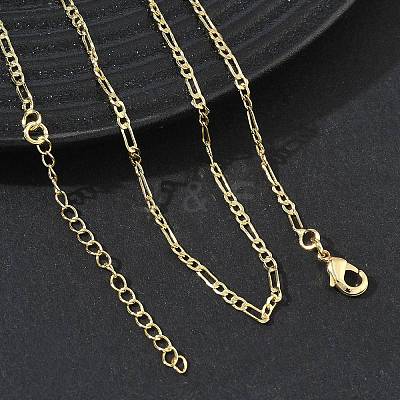 1.8MM Brass Figaro Chain Necklaces for Women KK-CBA2293-08G-1