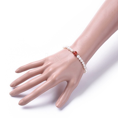 Stretch Grade A Natural Freshwater Pearl Bracelets BJEW-JB04623-04-1