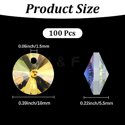 100Pcs Glass Charms GLAA-SP0001-70-1