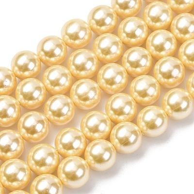 Electroplated Shell Pearl Beads Strands BSHE-G041-8mm-01-1