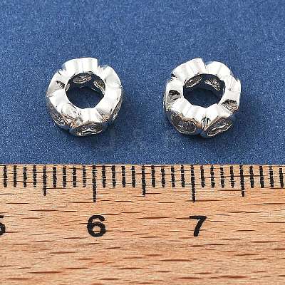 Brass Micro Pave Clear Cubic Zirconia Rondelle European Beads KK-R216-20S-1