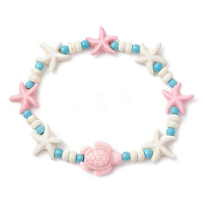 2Pcs Synthetic Turquoise Beads Stretch Bracelets BJEW-JB12019-1