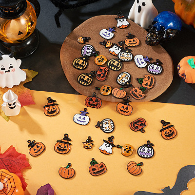 36Pcs 12 Styles Halloween Alloy Enamel Pendants ENAM-TA0003-51-1