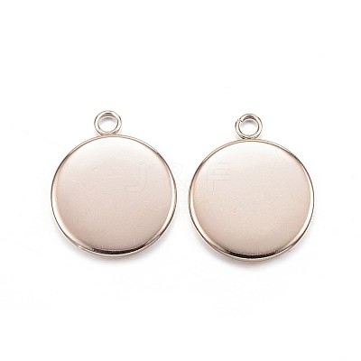 Ion Plating(IP) 304 Stainless Steel Pendant Cabochon Settings STAS-G127-13-12mm-RG-1
