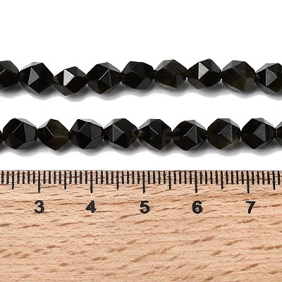 Natural Golden Sheen Obsidian Beads Strands G-Z119-A10-01-1