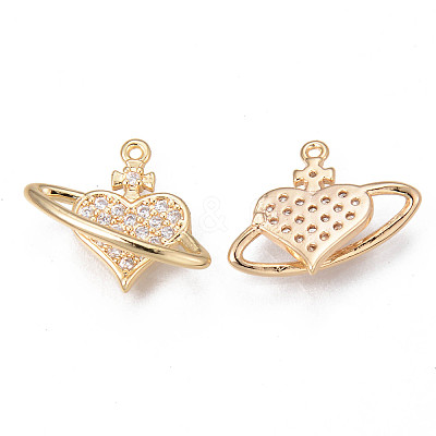 Brass Micro Cubic Clear Zirconia Pendants KK-R116-031-NF-1