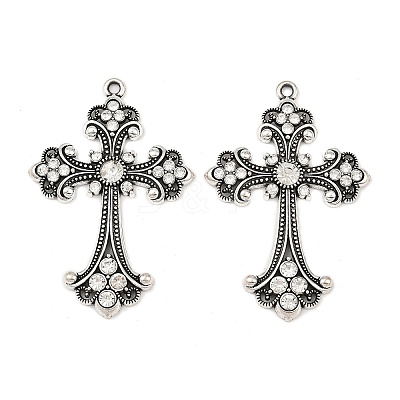 Alloy Rhinestone Cross Big Gothic Pendants ALRI-1475-NR-1