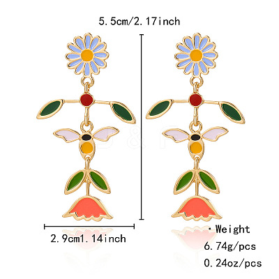 Zinc Alloy Enamel Stud Dangle Earrings WG62852-02-1