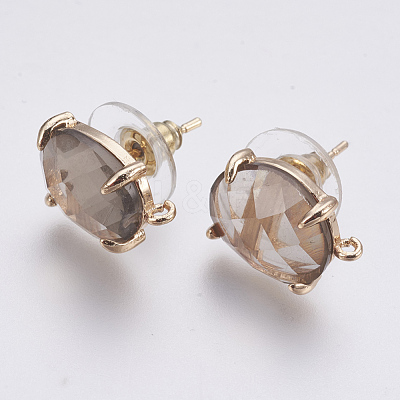 Faceted Glass Stud Earring Findings GLAA-F084-A06-1