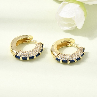 Brass Micro Pave Cubic Zirconia Hoop Earrings KK-CBA8324-22G-1