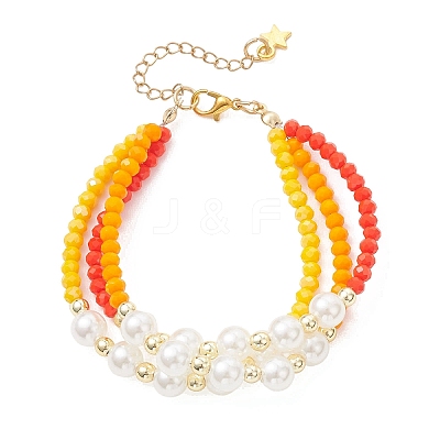 Opaque Solid Color Glass & Plastic Pearl Multi-strand Bracelets BJEW-JB12969-1