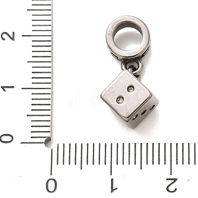 316 Surgical Stainless Steel & Rhinestone European Dangle Charms SA-CBA7555-15AS-01-1