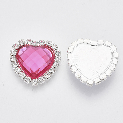 Shining Flat Back Faceted Heart Acrylic Rhinestone Cabochons RB-R011-M-1