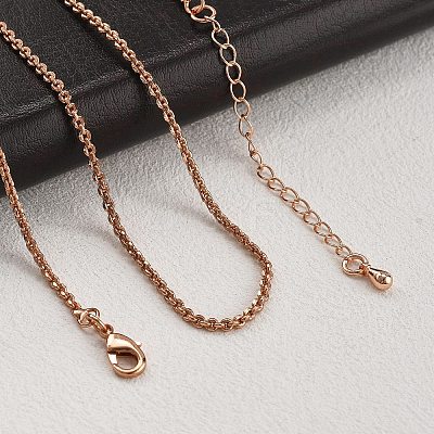 Brass Rolo Chains Necklaces for Women NJEW-D302-22RG-1