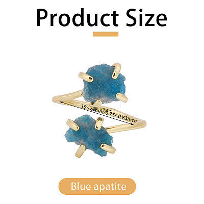 1Pc Raw Natural Gemstone Nuggets Beads Alloy Cuff Rings RJEW-PH0001-15B-1